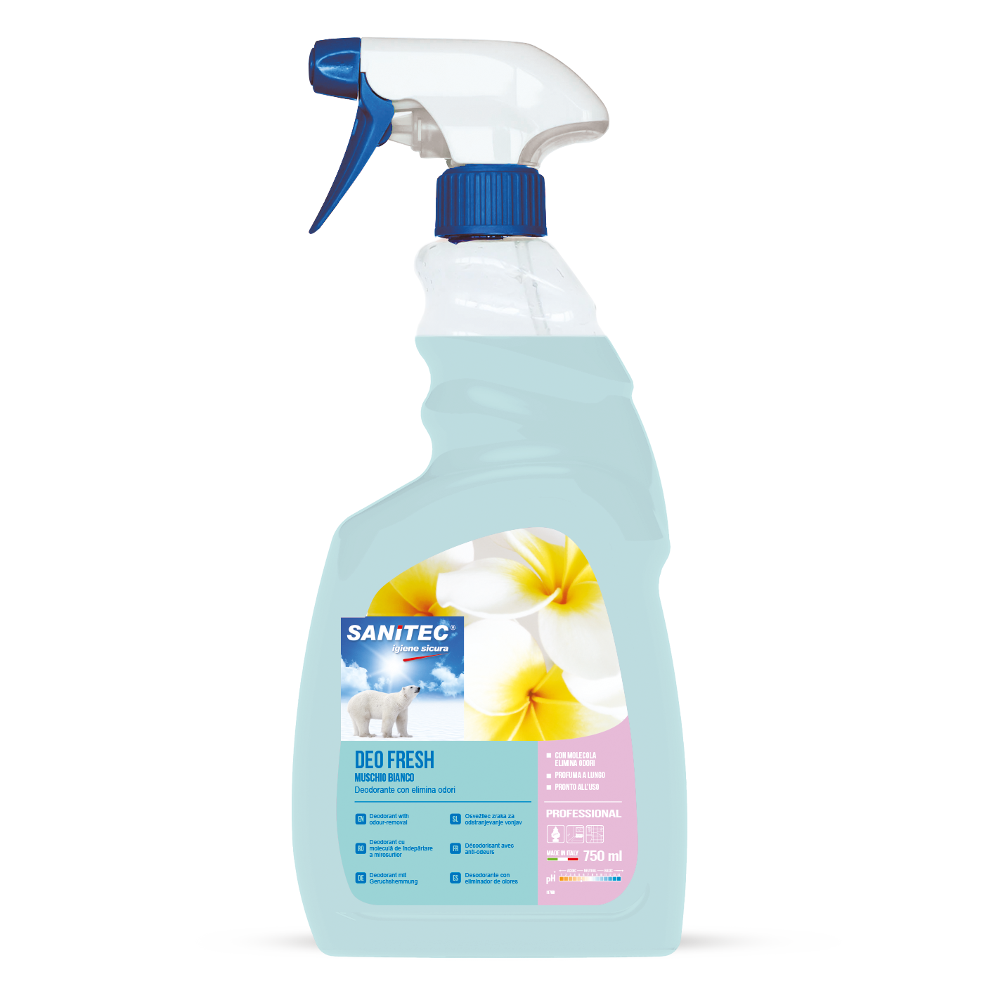 Sanitec DEO FRESH, Deodorante Muschio Bianco, Spray 750 ml - FeF
